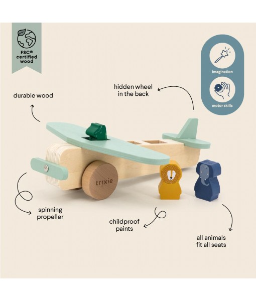 Avion en bois animaux