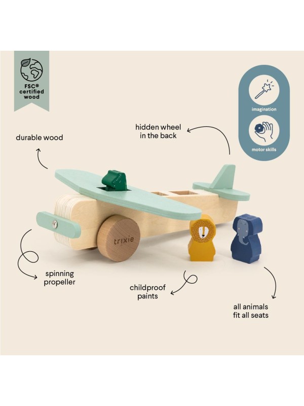 Avion en bois animaux