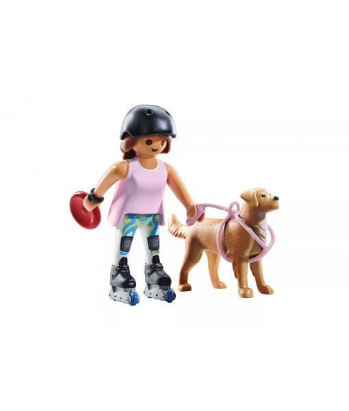 My life - Jeune fille rolleuse avec retriever