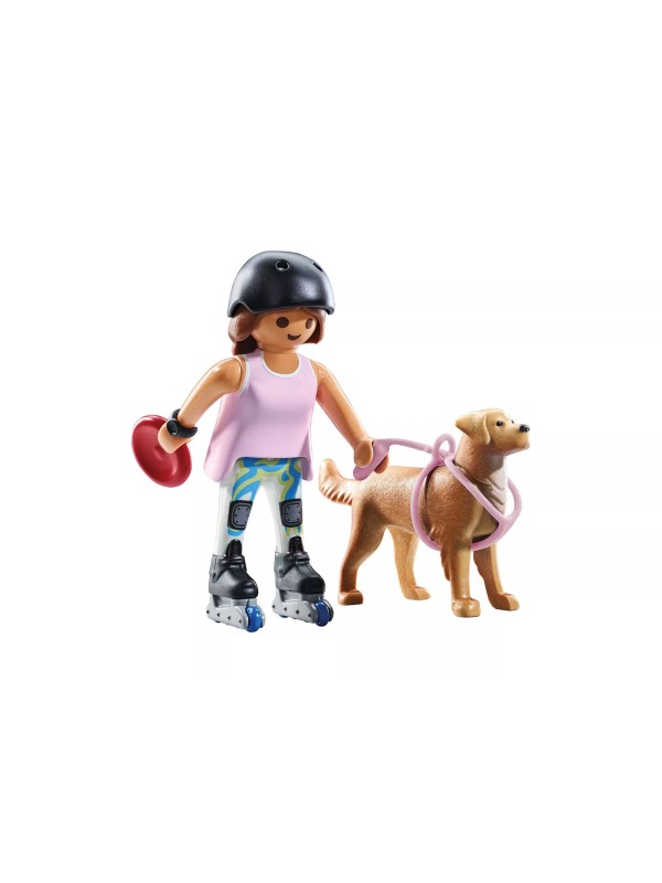 My life - Jeune fille rolleuse avec retriever