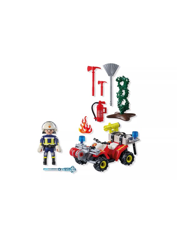 Action heroes - Pompier avec quad et arbustes enflammés