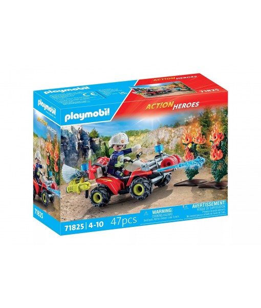 Action heroes - Pompier avec quad et arbustes enflammés