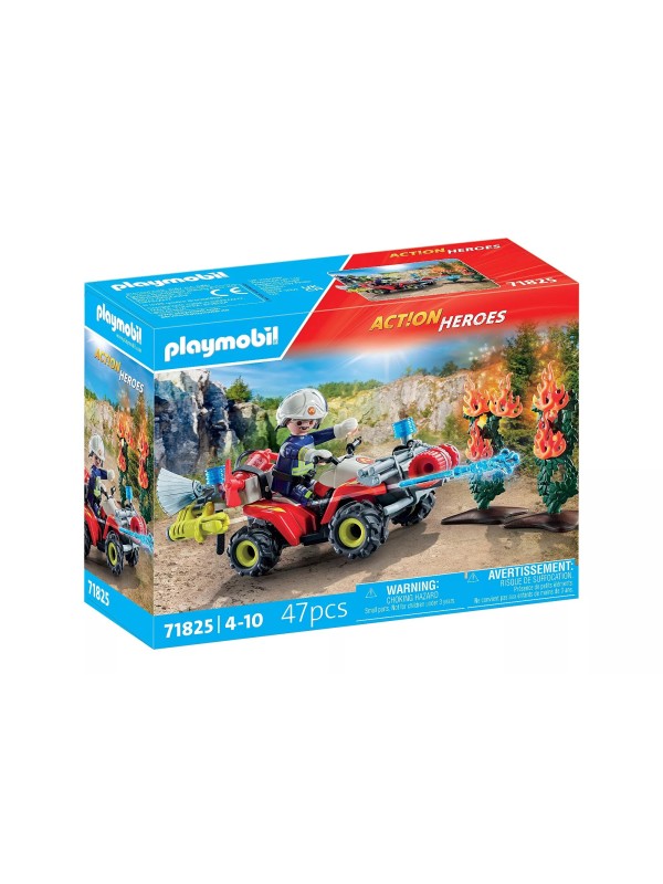 Action heroes - Pompier avec quad et arbustes enflammés