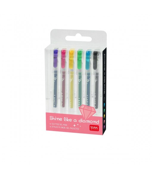 6 mini stylos gel paillettes