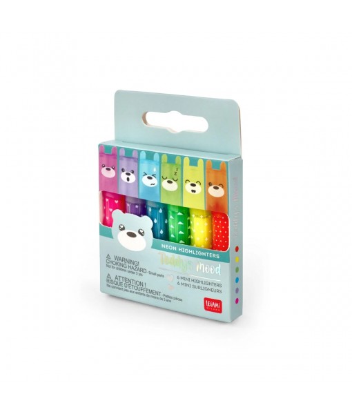 6 mini surligneurs fluo ours