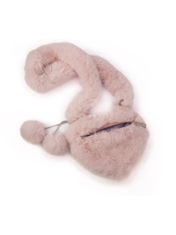 Sac à main cœur peluche rose