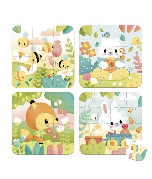 4 Puzzles évolutifs Pure (6, 9, 12, 16 pièces)