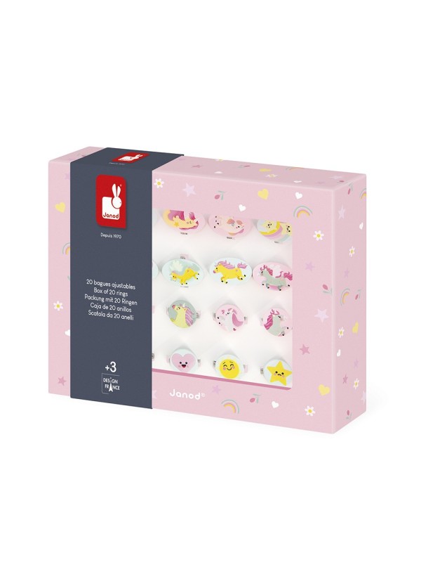 20 bagues ajustables licorne