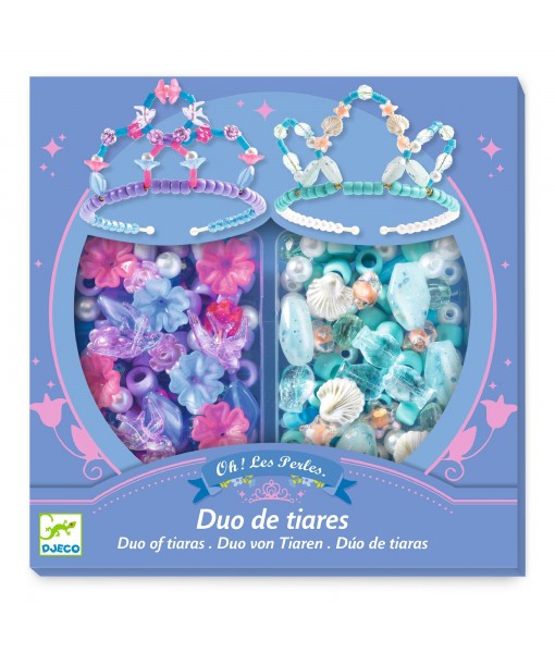 Oh les perles ! Duo de tiares bleu