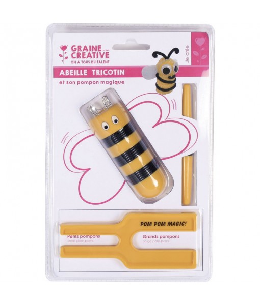 Tricotin abeille avec pompon magique