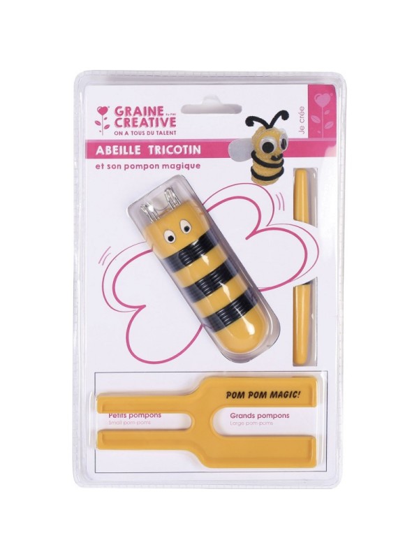 Tricotin abeille avec pompon magique