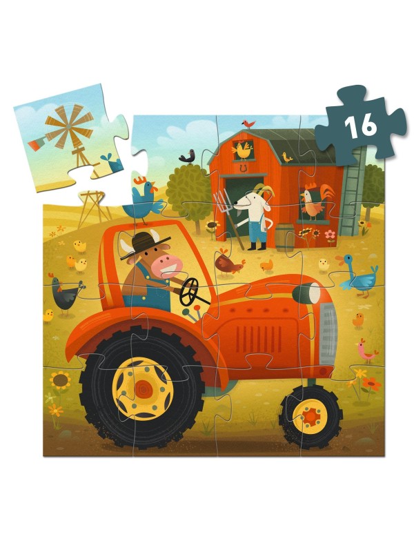 Puzzle silhouette - Le tracteur - 16 pièces