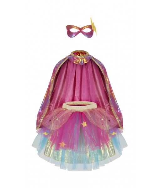Super héroïne rose/or  (tutu, cape, masque) 4-6 ans