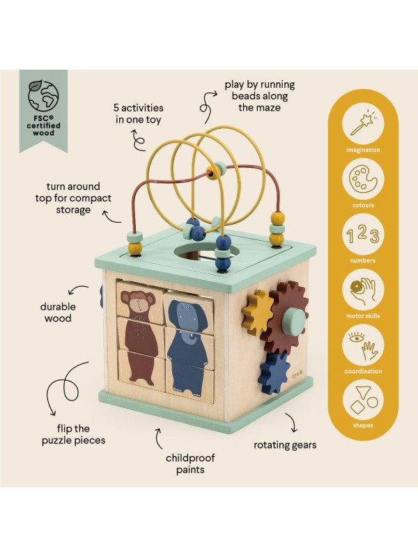 Cube d'activités 5-en-1 en bois