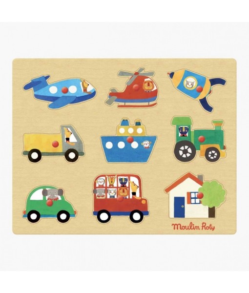 Puzzle encastrement des transports Les Popipop