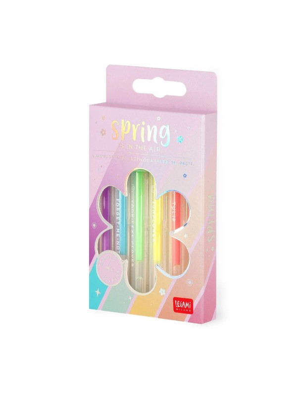 6 mini stylos encre gel pastel