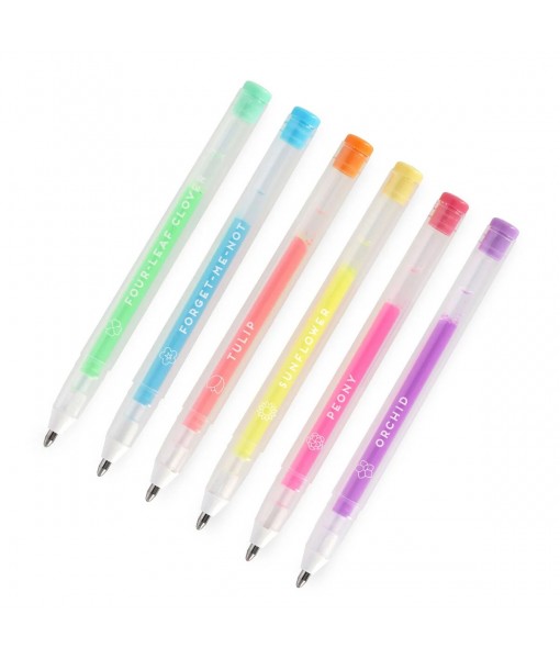 6 mini stylos encre gel pastel
