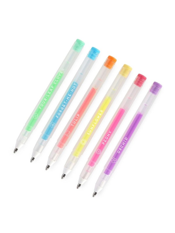 6 mini stylos encre gel pastel