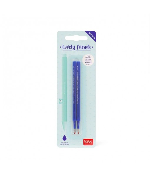2 recharges stylo encre gel animal déco - bleu