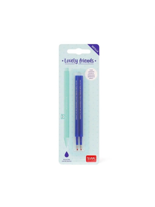 2 recharges stylo encre gel animal déco - bleu