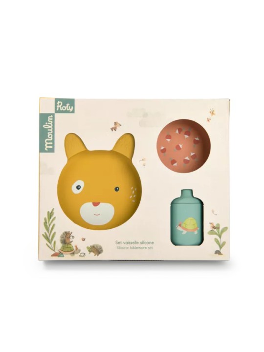 Set vaisselle silicone Trois petits lapins