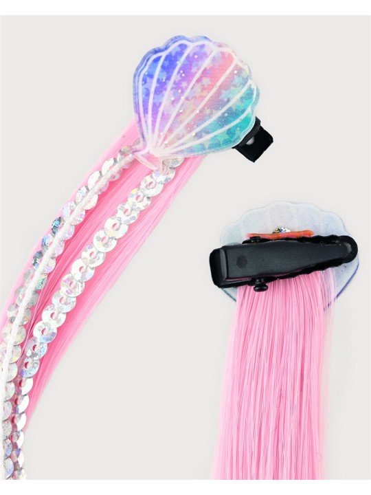Barrettes coquillage avec mèche multicolore