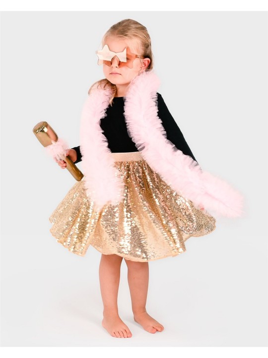 Costume tutu gold disco (micro + boa+ lunettes)  4-6 ans
