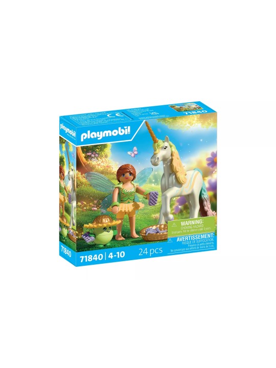 Licornes magiques - Licorne fleur d'arc-en-ciel avec fée