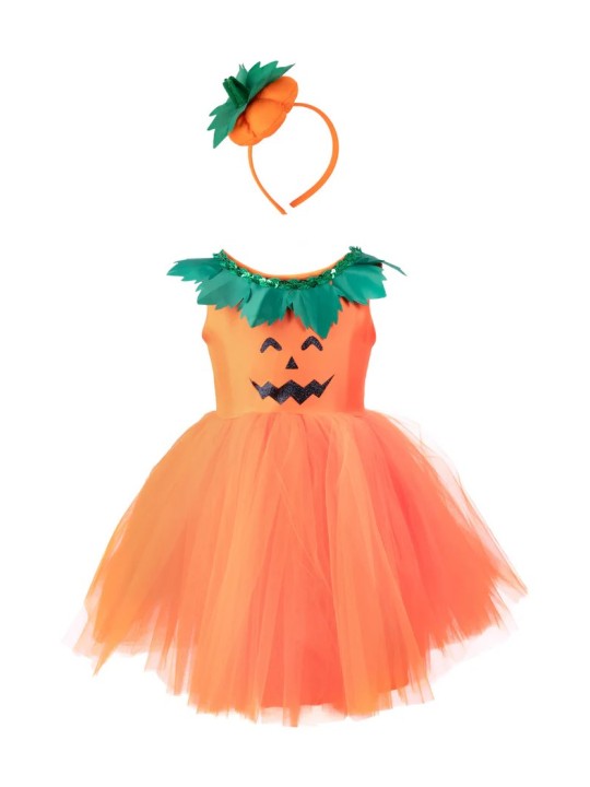 Robe princesse citrouille et coiffe 3-4 ans