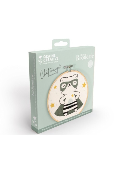 Kit broderie chat masqué 15 cm
