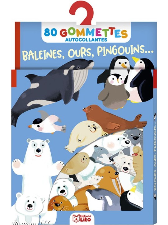 80 gommettes - Baleines, ours, pingouins