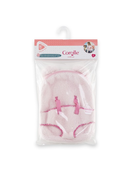 Sac à dos porte-poupon peluche rose pour poupon 30 cm