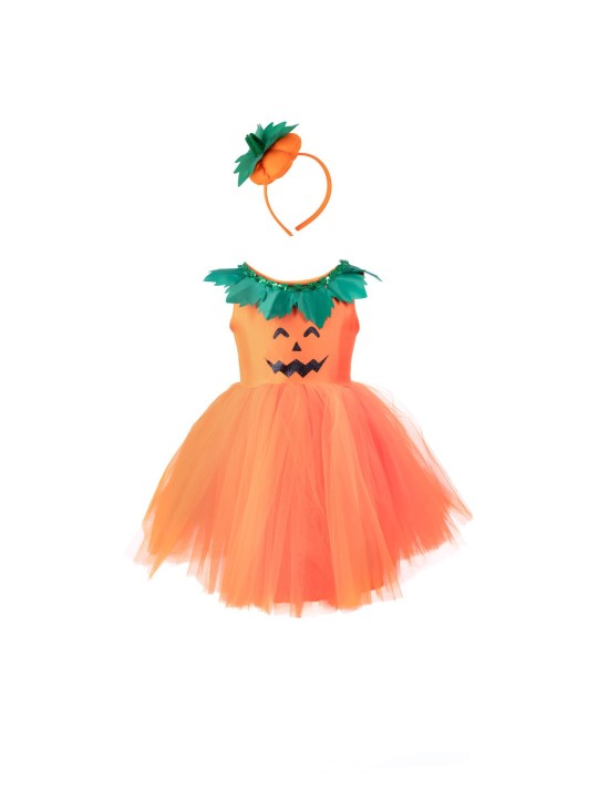 Robe princesse citrouille et coiffe 2-3 ans