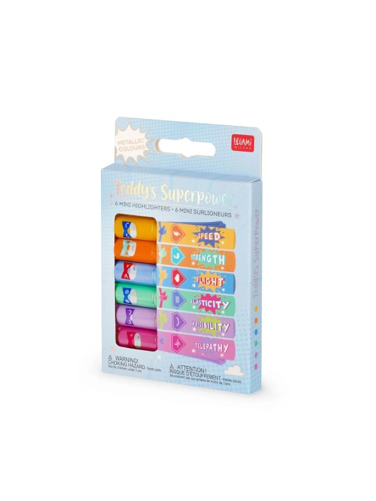 6 mini surligneurs Super power ours