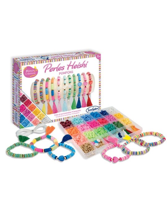 Bracelets perles heishi - Pompons