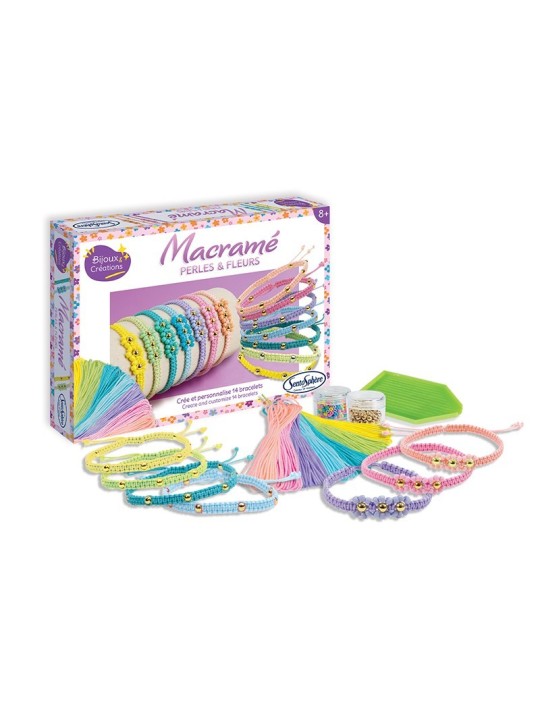 Bracelets macramé - Perles et fleurs