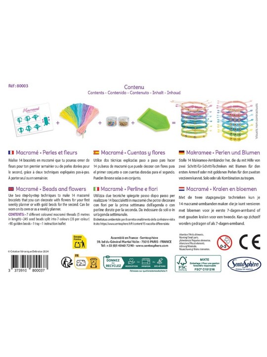 Bracelets macramé - Perles et fleurs