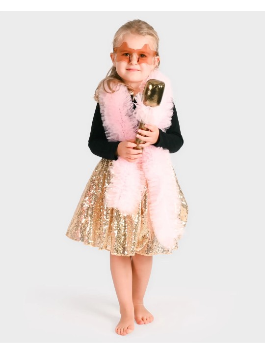 Costume tutu gold disco (micro + boa + lunettes)  6-8 ans