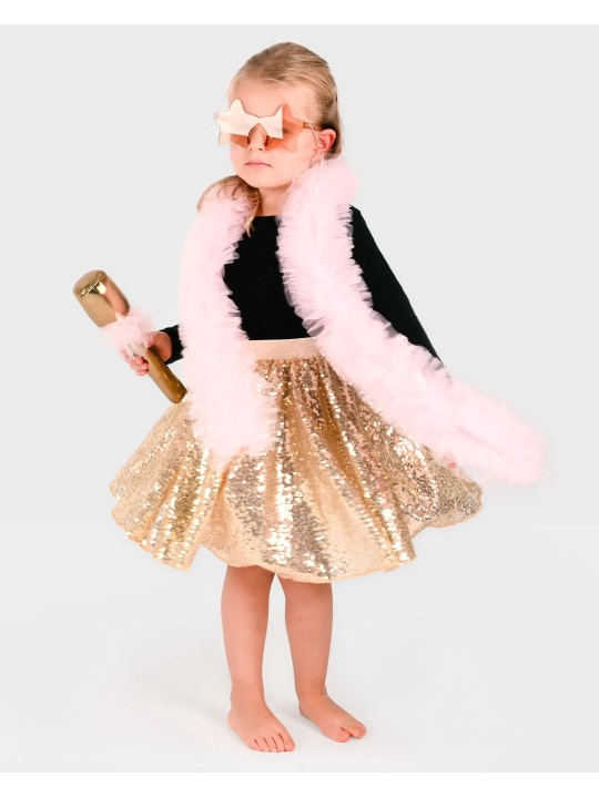 Costume tutu gold disco (micro + boa + lunettes)  2-4 ans