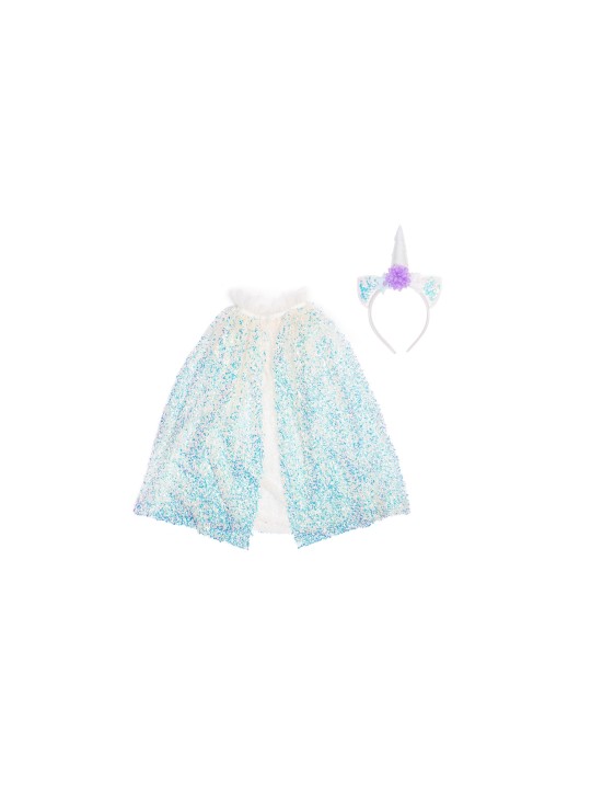 Cape de licorne étincelante avec serre-tête 4-6 ans