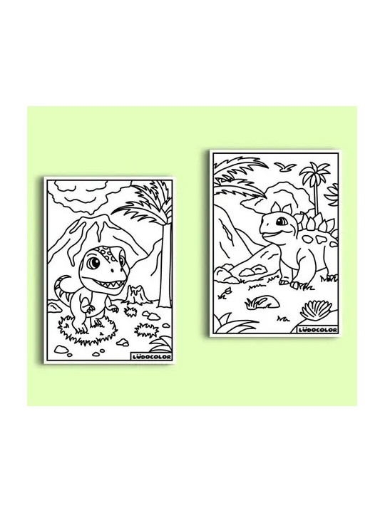 Mini duo coloriages velours dinosaures