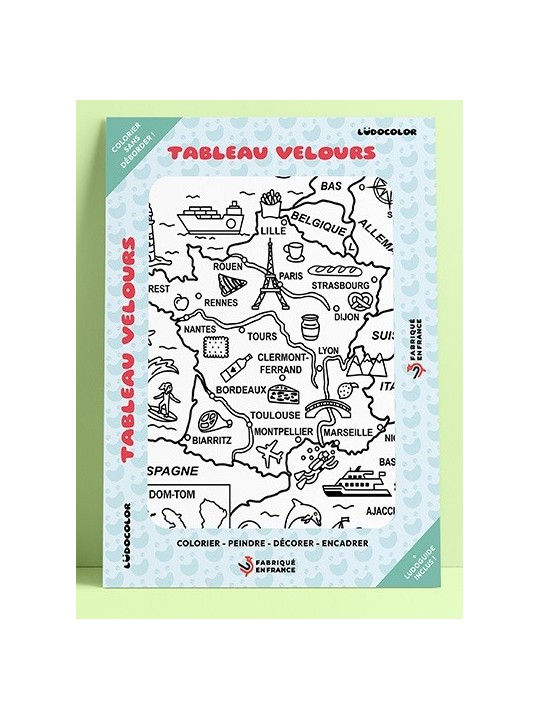 Tableau coloriage velours la carte de France