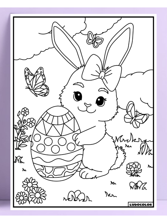 Tableau coloriage velours le lapin de Pâques