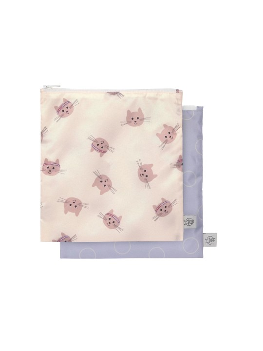 Pochettes pour snack Tiny team - Chat (x 2)