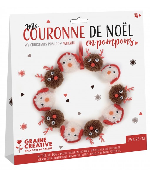 Couronne de Noël en pompons