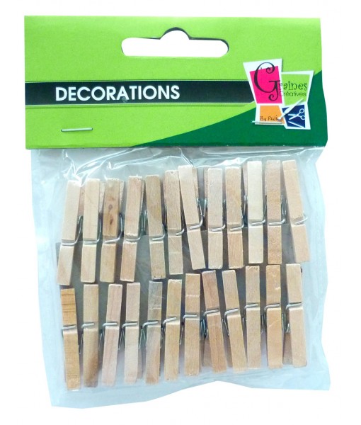 Mini pinces à linge naturelles x 24
