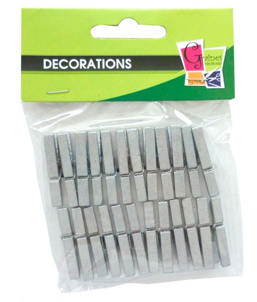 Mini pinces à linge argentées x 24
