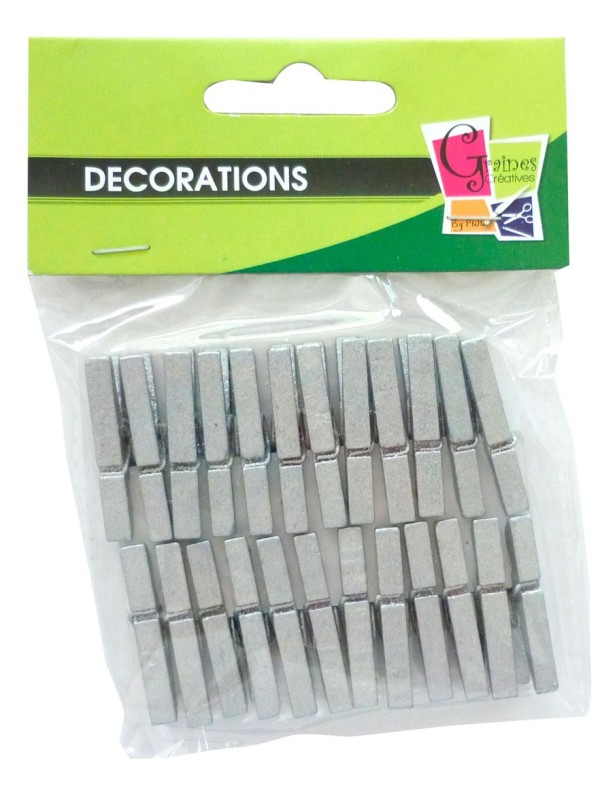 Mini pinces à linge argentées x 24